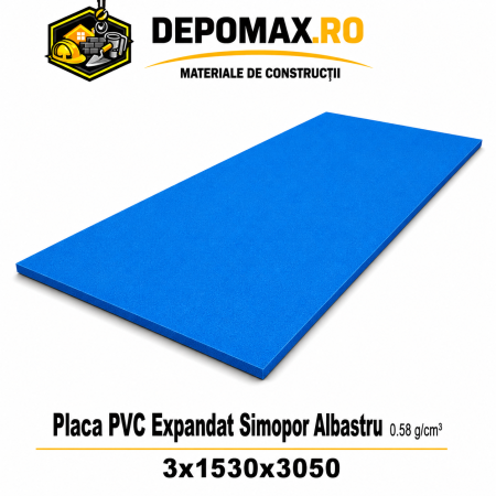 Placa rigida PVC Simopor Albastru 0.58 g/cm3, 3x1530x3050 mm